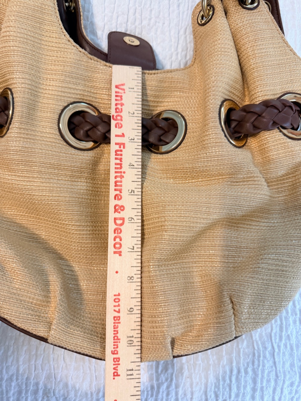 Michael Kors Santorini Straw Hobo Bag Braided Handle Tassel Charm - Picture 11 of 13